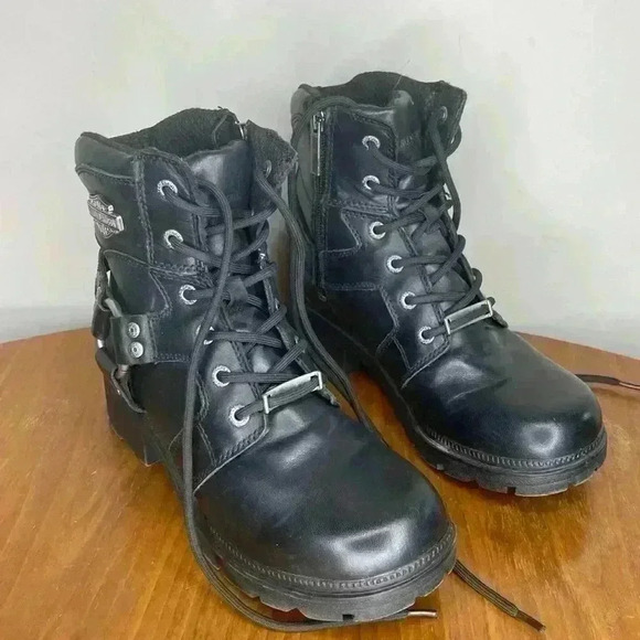 Harley Davidson® Womens Jocelyn Black Leather Low Cut Boot 83775 Size 6.5 - Picture 1 of 11